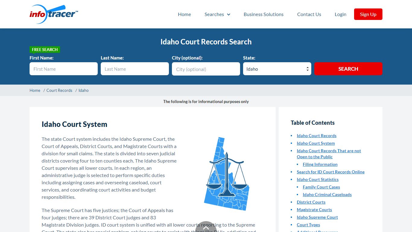 Search Idaho Court Records By Name Online - InfoTracer